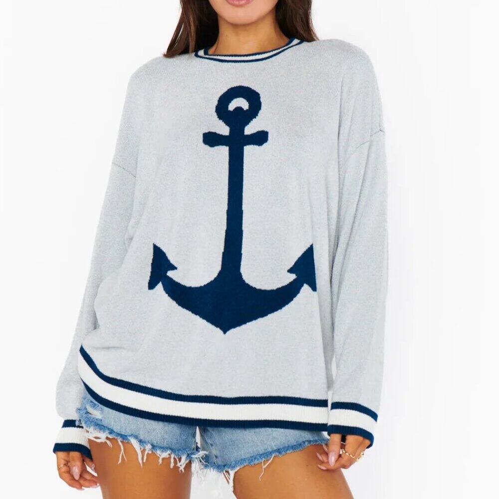 NWOT Show Me Your Mumu Adventure Sweater Anchor Graphic Knit M